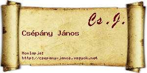 Csépány János névjegykártya